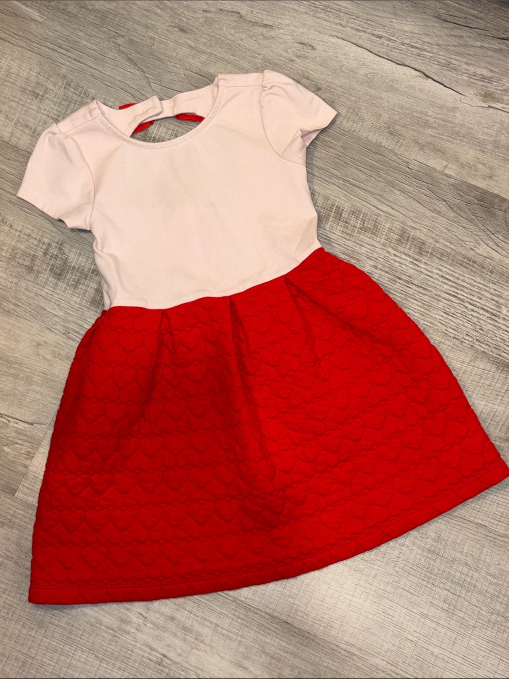 Janie and Jack Pink Top with Red Heart-Quilted Skirt Dress